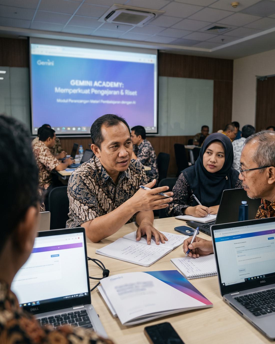 Dosen berdiskusi dalam pelatihan Gemini Academy