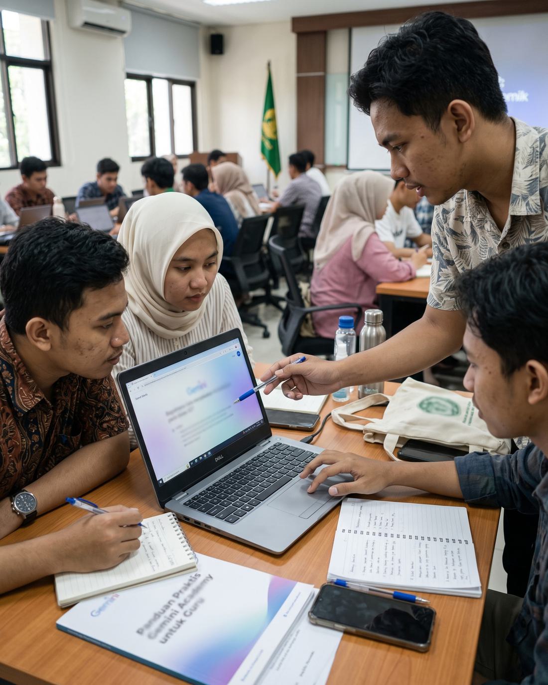 Mahasiswa berlatih menggunakan Gemini di kelas
